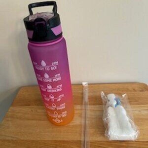 Water Bottle Motivational with Cleaning Utensils New (Has Strap) 32 oz. Plastic